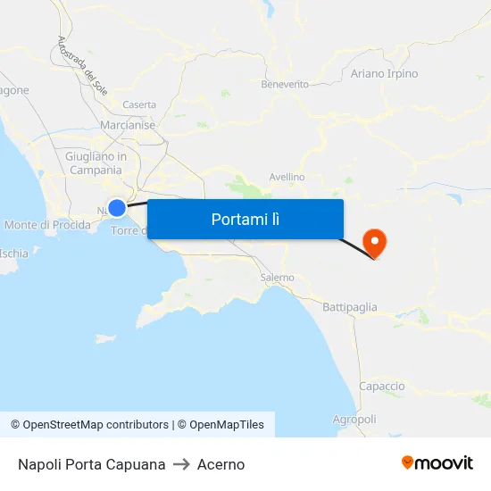 Napoli Porta Capuana to Acerno map