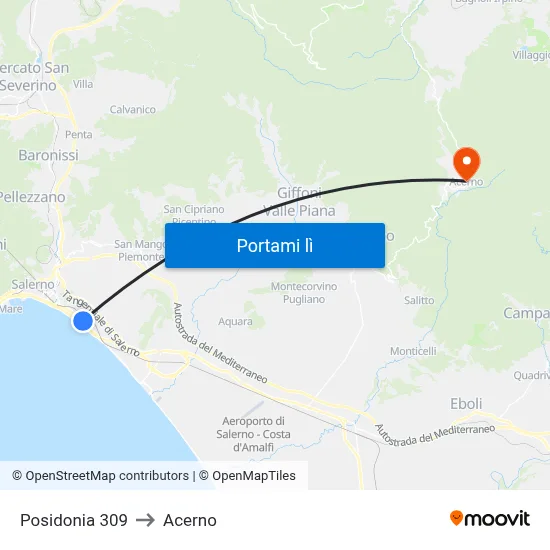 Posidonia 309 to Acerno map