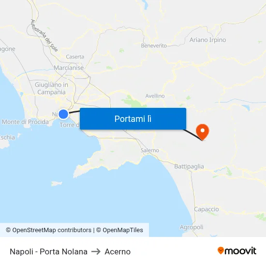 Napoli - Porta Nolana to Acerno map