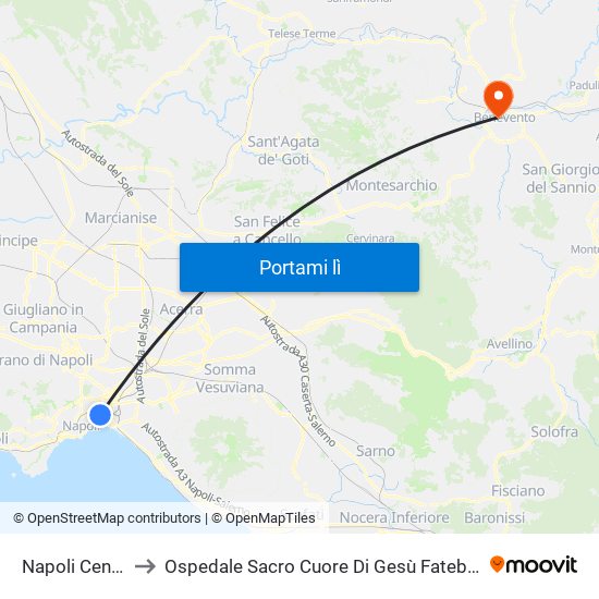 Napoli Centrale to Ospedale Sacro Cuore Di Gesù Fatebenefratelli map