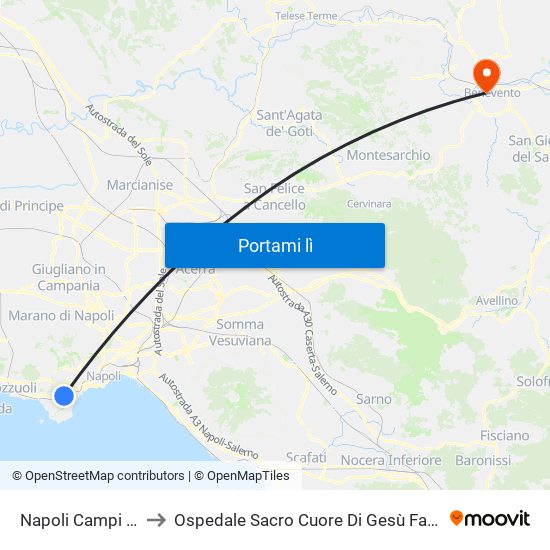 Napoli Campi Flegrei to Ospedale Sacro Cuore Di Gesù Fatebenefratelli map