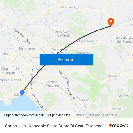 Garibaldi to Ospedale Sacro Cuore Di Gesù Fatebenefratelli map