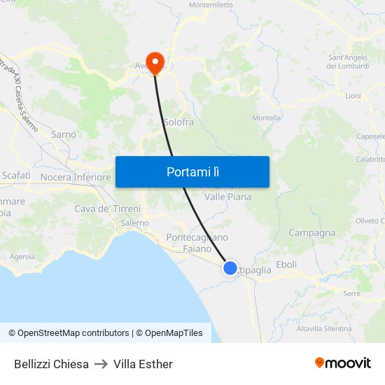 Bellizzi Chiesa to Villa Esther map