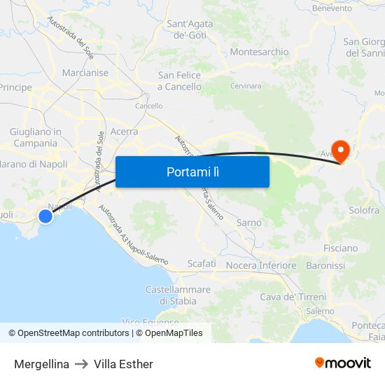 Mergellina to Villa Esther map