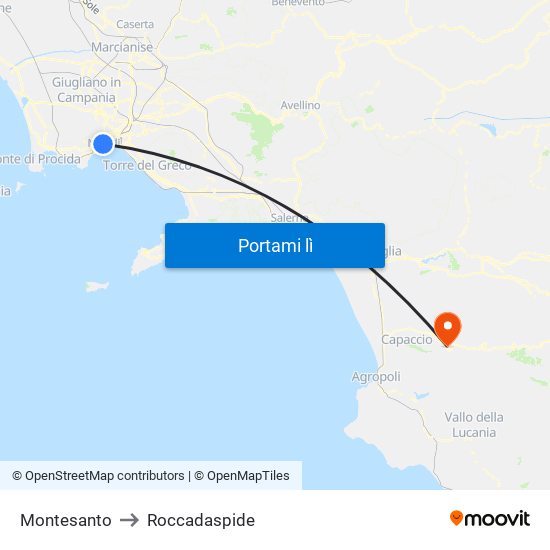 Montesanto to Roccadaspide map