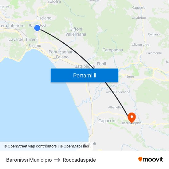 Baronissi Municipio to Roccadaspide map