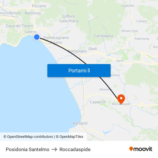 Posidonia  Santelmo to Roccadaspide map