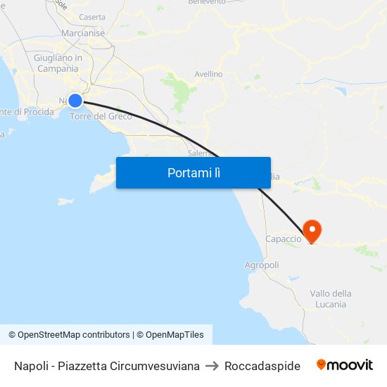 Napoli - Piazzetta Circumvesuviana to Roccadaspide map