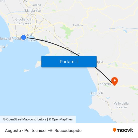 Augusto - Politecnico to Roccadaspide map