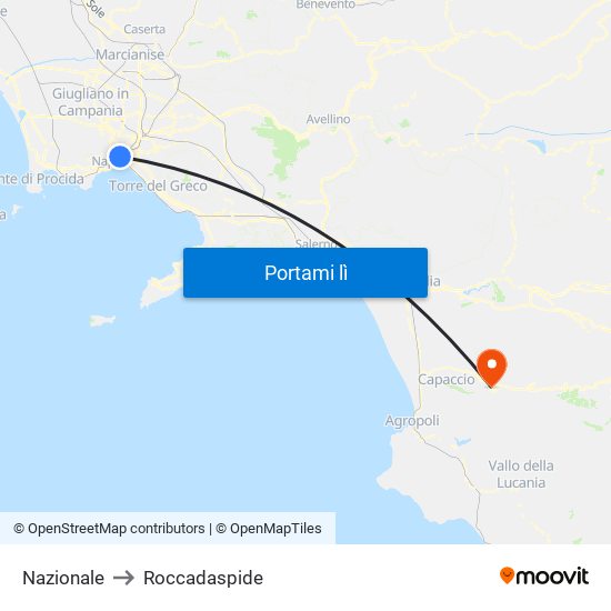 Nazionale to Roccadaspide map