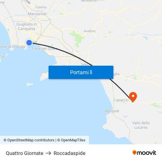 Quattro Giornate to Roccadaspide map