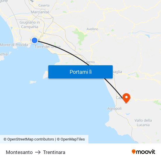 Montesanto to Trentinara map