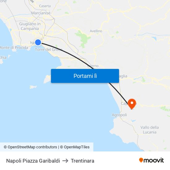 Napoli Piazza Garibaldi to Trentinara map
