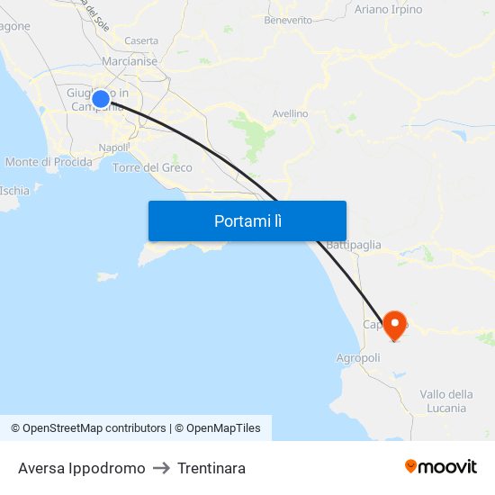 Aversa Ippodromo to Trentinara map