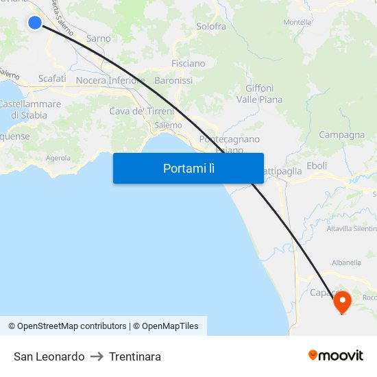 San Leonardo to Trentinara map