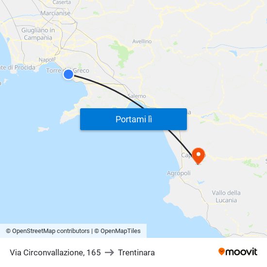 Via Circonvallazione, 165 to Trentinara map