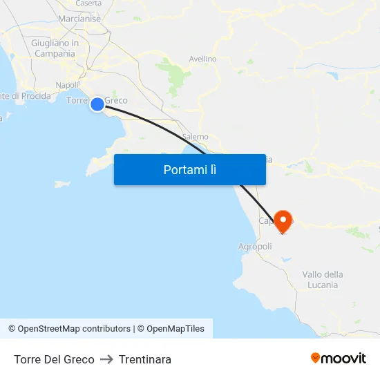 Torre Del Greco to Trentinara map