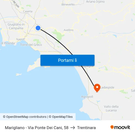 Marigliano - Via Ponte Dei Cani, 58 to Trentinara map