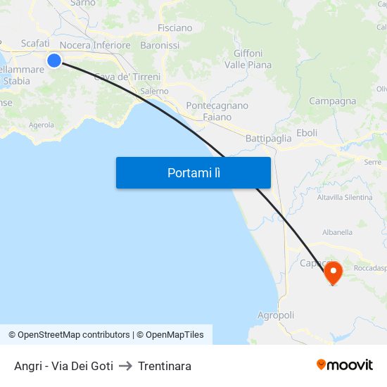Angri - Via Dei Goti to Trentinara map