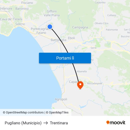 Pugliano (Municipio) to Trentinara map