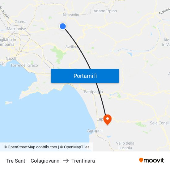 Tre Santi - Colagiovanni to Trentinara map