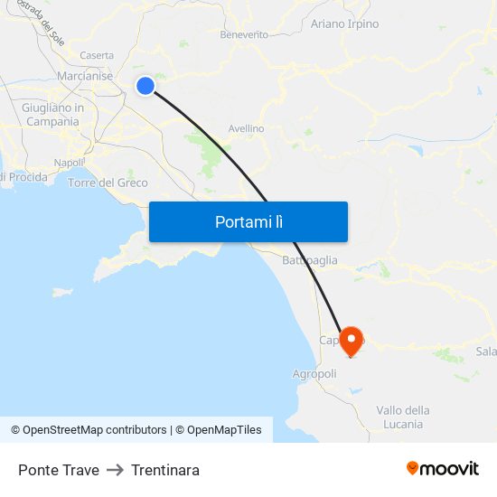 Ponte Trave to Trentinara map