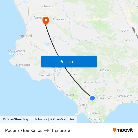 Poderia - Bar Kairos to Trentinara map