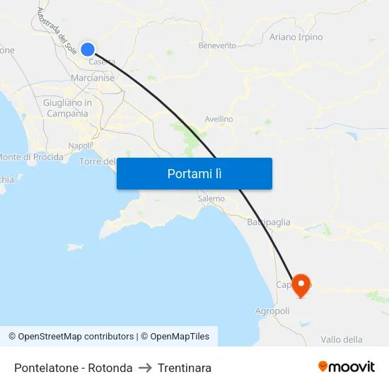 Pontelatone - Rotonda to Trentinara map