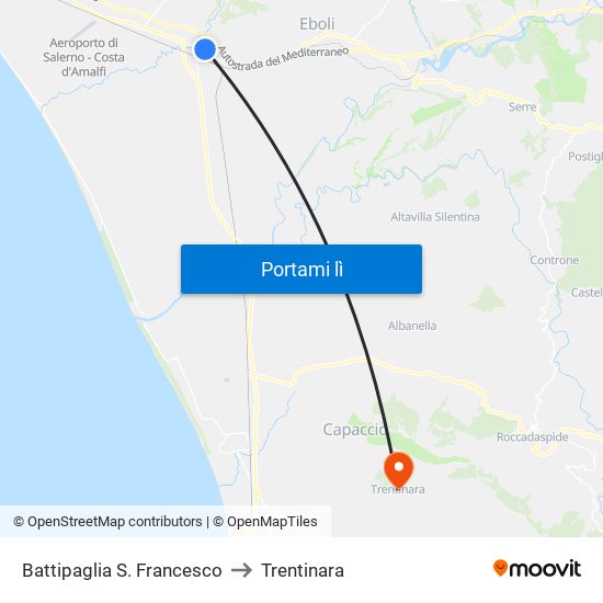 Battipaglia S. Francesco to Trentinara map
