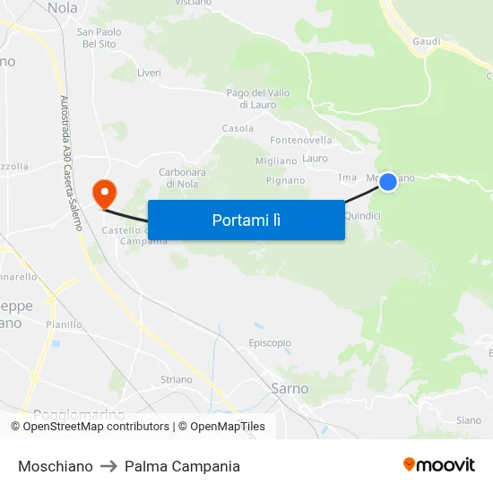 Moschiano to Palma Campania map