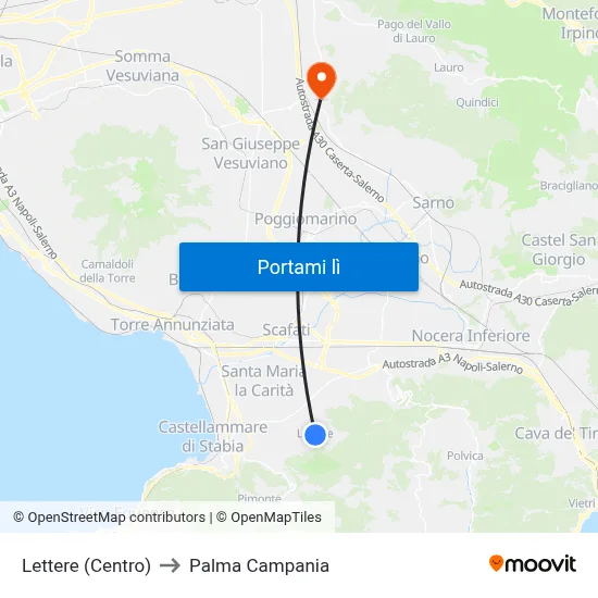 Lettere (Centro) to Palma Campania map