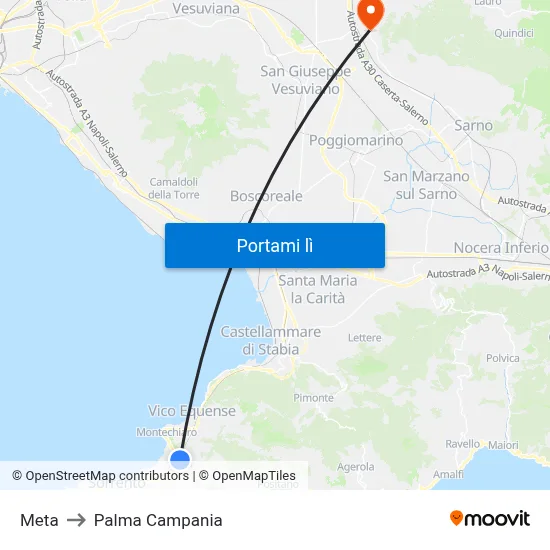 Meta to Palma Campania map