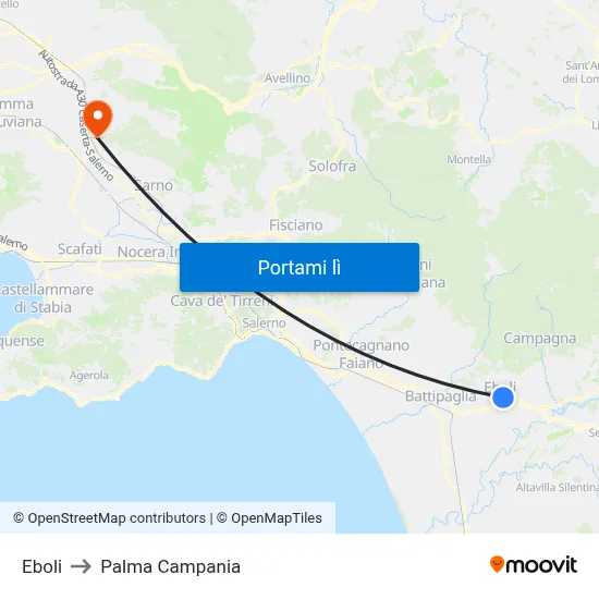 Eboli to Palma Campania map