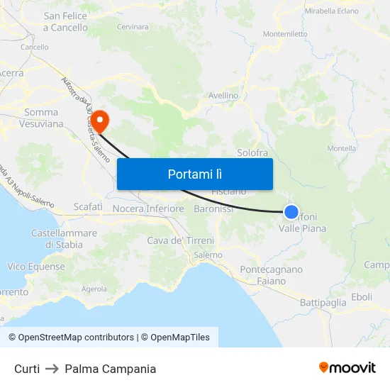 Curti to Palma Campania map