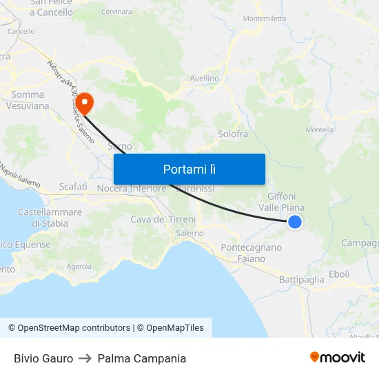 Bivio Gauro to Palma Campania map