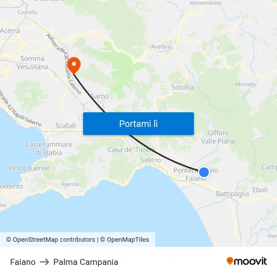 Faiano to Palma Campania map