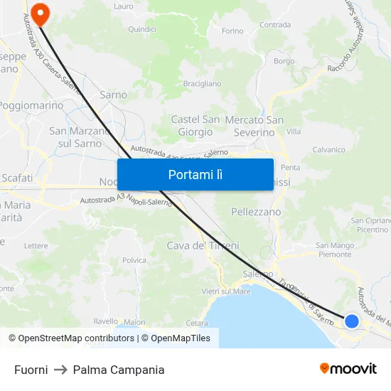 Fuorni to Palma Campania map