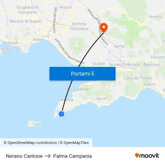 Nerano Cantone to Palma Campania map