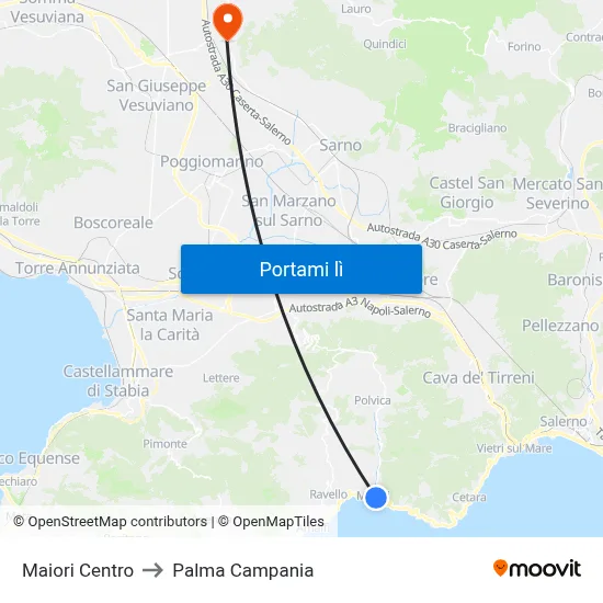 Maiori Centro to Palma Campania map