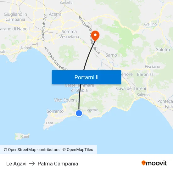 Le Agavi to Palma Campania map
