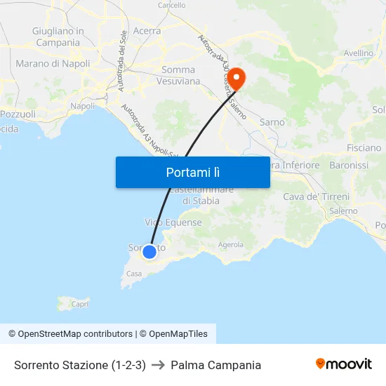 Sorrento Stazione (1-2-3) to Palma Campania map