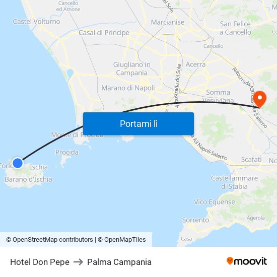 Hotel Don Pepe to Palma Campania map