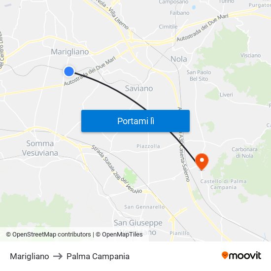 Marigliano to Palma Campania map