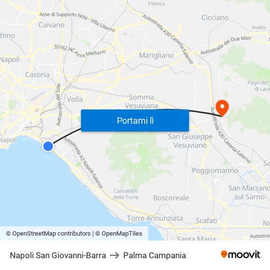 Napoli San Giovanni-Barra to Palma Campania map
