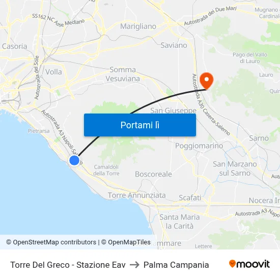 Torre Del Greco - Stazione Eav to Palma Campania map