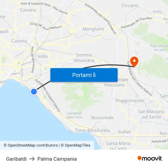 Garibaldi to Palma Campania map