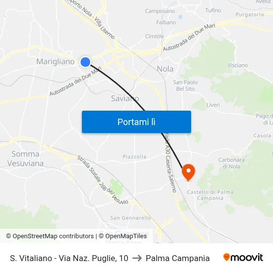 S. Vitaliano - Via Naz. Puglie, 10 to Palma Campania map