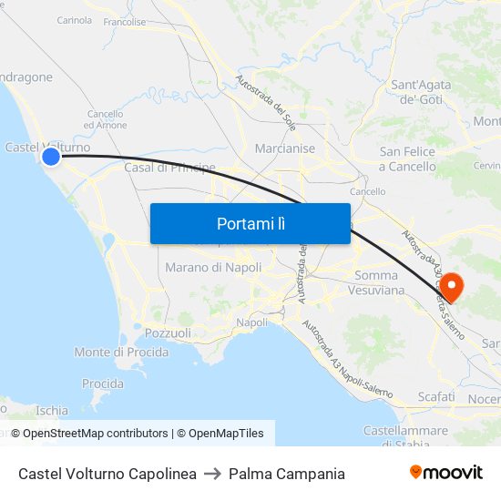 Castel Volturno Capolinea to Palma Campania map