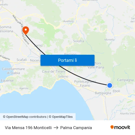 Via Mensa 196 Monticelli to Palma Campania map