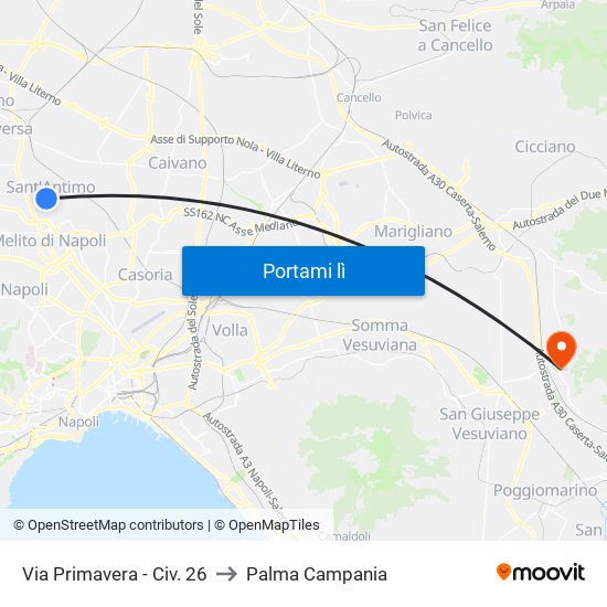 Via Primavera - Civ. 26 to Palma Campania map